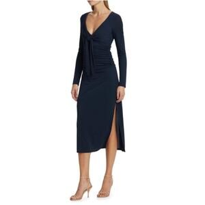 Cinq à Sept Brenna Midi Dress Peacock Blue Sz 8 NWT Flattering Bodycon Stretchy